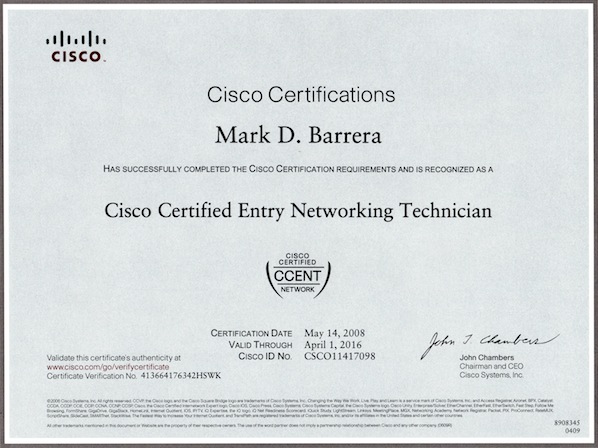  . Mark Barrera CCNA . 