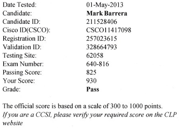  . Mark Barrera CCNA . 